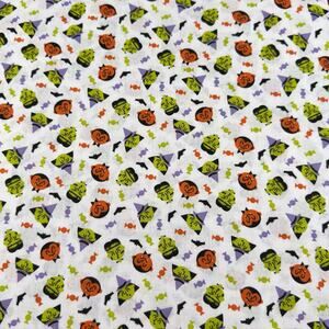Halloween Witches, Vampire & Frankenstein Happy Faces Cotton Fabric - 1/2 Yard